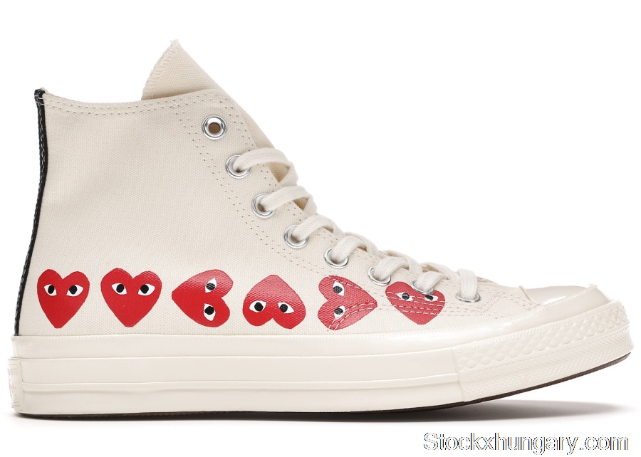 Outlet Converse Chuck Taylor All-Star 70 Hi Comme des Garcons Play Multi-Heart White 162972C