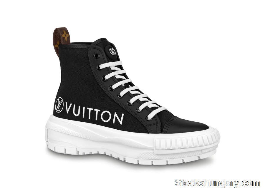 Outlet Louis Vuitton Squad Boot Vuitton Logo Canvas Black White (W) 1A96EW