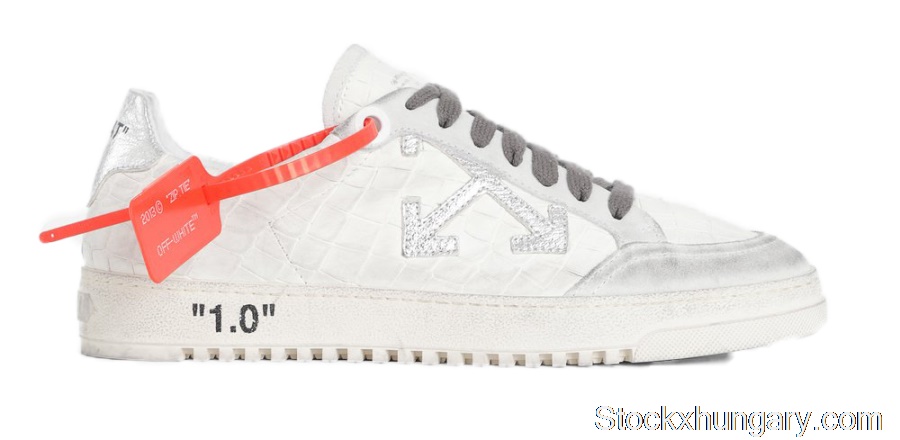 Outlet OFF-WHITE 2.0 Low Silver Crocodile FW19 OMIA042F19D680370191